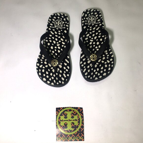 🛑 TORY BURCH Logo➕🆒 SANDALS Slip On SHOES Spotted Thong FLIP FLOP 💸BUY NOW‼️ - Picture 9 of 16